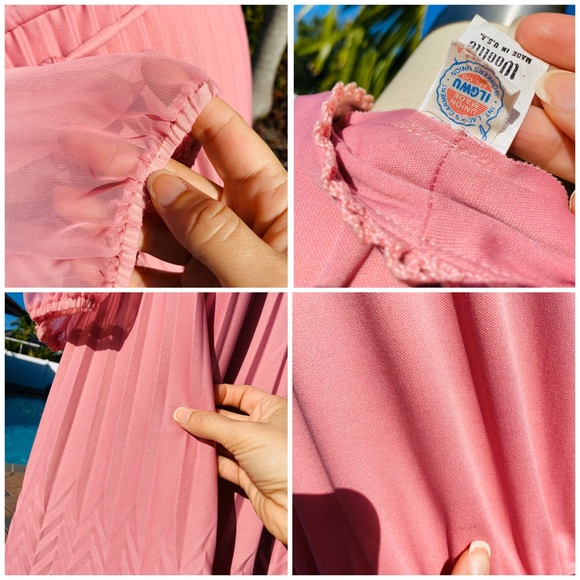 Vintage 70’s Chevron Pleated Dress - Picture 8 of 9